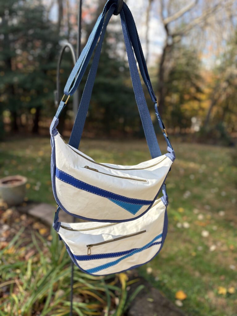 Recycled sail cloth cross body bag by NNK Bad.